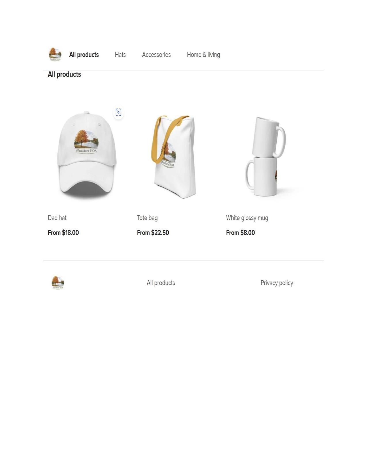 Sample HOA storefront — Hawthorn Master HOA